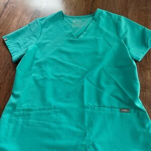 Women’s Small Figs Surgical Green Scrub Top